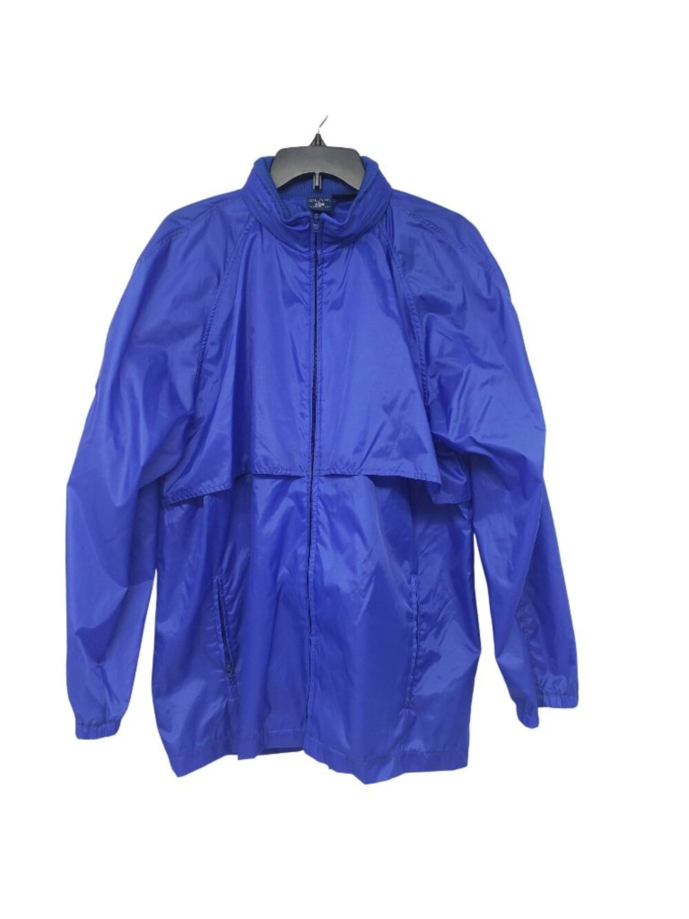 Vintage J Blair Neon Blue Windbreaker Jacket Hidden Hood Mesh Lined 90s Costume
